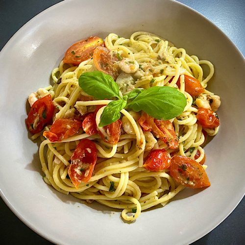 Schnelle Fisch Pasta mit Krabben