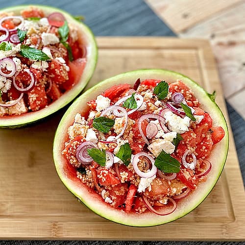 Wassermelonen Salat mit Couscous und Feta