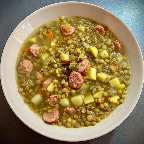 Grüne Linsensuppe